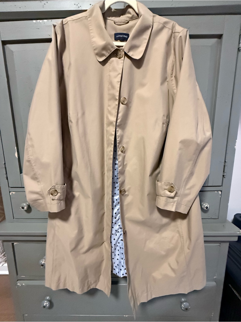Lands' End Women's Light Beige Single-Breasted Trench